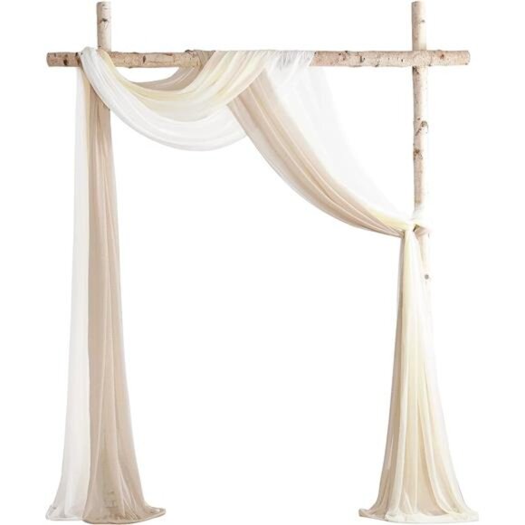Wedding Arch Draping Fabric 3 Panels 20Ft Chiffon Fabric Drapes Arbor Drapery - Picture 1 of 8